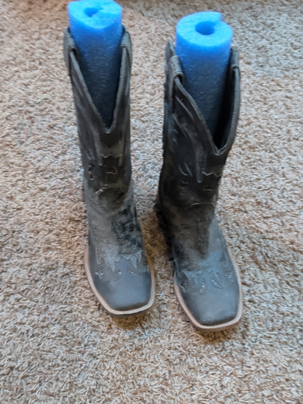 Roper Western Boots Black And Gray With Cutouts Stylish